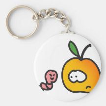 Apfel mit Wurm Schlüsselanhänger