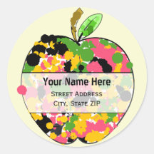 Apple-Adressen-Etikett - multi Farbfarben-Spritzer Runde Aufkleber