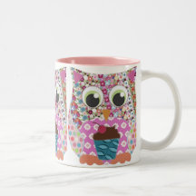 Appliqué Flecken-Rosa-Eule Tee Tasse
