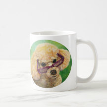 Aprikosenpudel im Schatten-Kunst-Porträt Kaffee Tassen