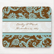 Aqua-Blau auf Brown, das Mousepad Geschenke Weddin