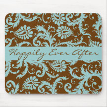 Aqua-Blau auf Brown, das Mousepad Geschenke Weddin
