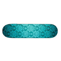 Aqua-Blau-Damast Bedrucktes Skateboard