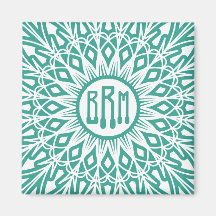 Aqua-blauer gewirkter Spitze-Monogramm-Magnet