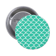Aqua-blaues Fischskalamuster Button