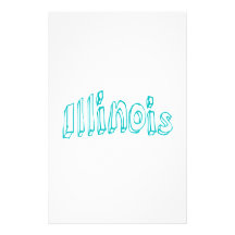Aqua Illinois Custom Stationery