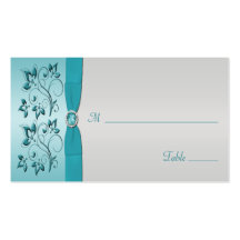 Aqua und Silber Placecards Visitenkarten Vorlage