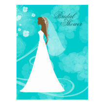 Aquablaue elegante BlumenBrautpartypostkarte