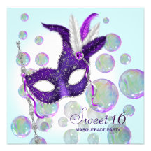 Aquamarine blaue lila Blasen-16. Geburtstag-Masker Ankündigung