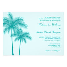 Aquamarine blaue Palme-tropische Hochzeit Personalisierte Einladungskarte