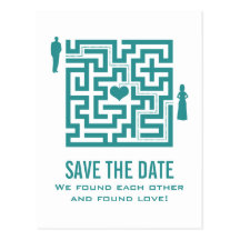 Aquamarine Liebe-Labyrinth-Save the Date Postkarte