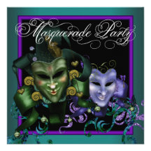 Aquamarine lila Maskerade-Party Einladungen