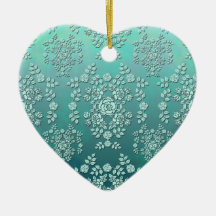 Aquamarine Rosen-Vintages Art-Damast-Muster Ornament