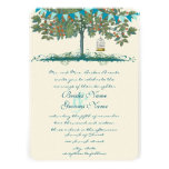 Aquamarine und Aqua-Flaggen-Baumbirdcage-Hochzeit  Ankündigungskarten