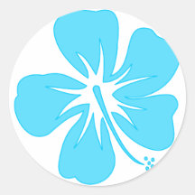 Aquamariner Hibiskus Runde Aufkleber