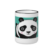 Aquamariner Polka-Punkt-Panda Kaffee Haferl