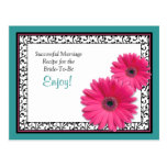 Aquamariner rosa Gerbera-erfolgreiche Heirat-Rezep Postkarte