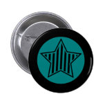Aquamariner und schwarzer Stern-Knopf Anstecknadelbuttons