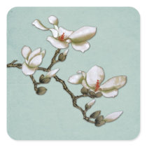 Aquamariner und weißer Magnolien-Umschlag Aufklebe aufkleber