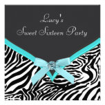 Aquamariner Zebra-Bonbon 16 Geburtstags-Party Individuelle Einladungskarte