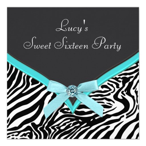 Aquamariner Zebra-Bonbon 16 Geburtstags-Party Individuelle Einladungskarte