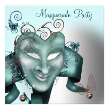 Aquamarines blaues Geburtstags-Maskerade-Party Individuelle Einladungskarte