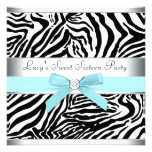 Aquamarines blaues Zebra-16. Geburtstag-Geburtstag Einladungen