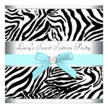 Aquamarines blaues Zebra-16. Geburtstag-Geburtstag Einladungen