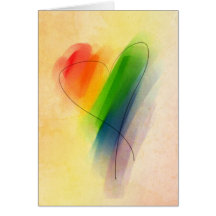 Aquarell-Regenbogen-Herz Grußkarte