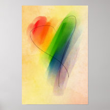 Aquarell-Regenbogen-Herz Posterdruck