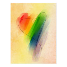 Aquarell-Regenbogen-Herz Postkarten