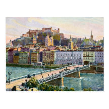 Aquarell-Salzburg-Staats-Brücke 1916 Postkarten