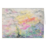 Aquarell-Wolken und Boot Grußkarte