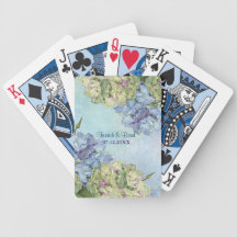 Aquarellhydrangea-Blumenhochzeit Poker Karten