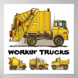 Arbeits-LKW-Bau-Plakat-Druck