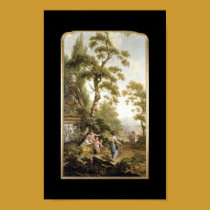 Arkadische Landschaft mit schwarzer Grenze poster