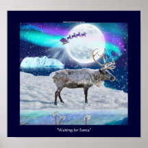 Arktische Ren-u. Weihnachtsmann-Weihnachtsphantasi Plakat