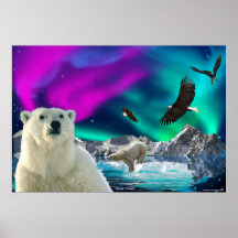 Arktischer Eisbär-u. Weißkopfseeadler-Fantasie-Kun Posterdruck