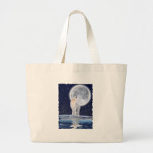 ARKTISCHER WOLF U. WINTER-MOND LEINENTASCHE