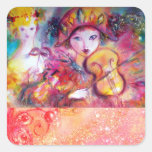 ARLECCHINO UND COLOMBINA, rosa pinkfarbenes gelbes Sticker