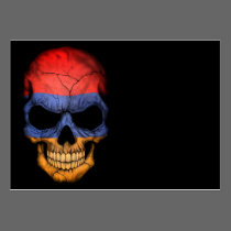 Armenian Flag Skull on Black visitenkarten
