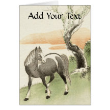 Asiatische inspirierte Vintage Karten - Pferd