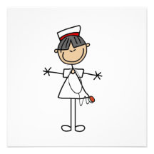 Asiatische Strichmännchen-Krankenschwester-T-Shirt Personalisierte Einladung