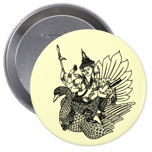 ASIATISCHER KUNST-SÜDGOTT AUF PFAU ANSTECKNADELBUTTONS