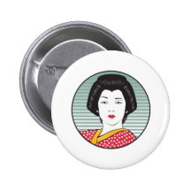 asiatisches Geishamädchen Buttons