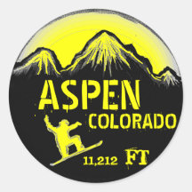Aspen Colorado gelbe Snowboard-Kunstaufkleber