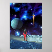 Astronaut und alienplanet posterdrucke