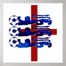 Atemberaubender Löwegang des England-Fußbalballs 3 Posterdrucke