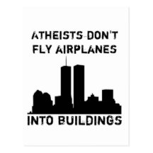 Atheisten fliegen Flugzeuge nicht in Gebäude Postkarte