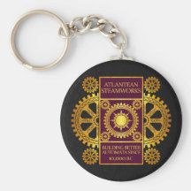 Atlantean Steamworks - Gold & Purple on Black Keychains